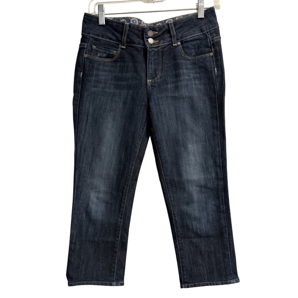 Paige Hidden Hills Premium Denim Cropped Straight Leg Jean Dark Wash Women Sz 26